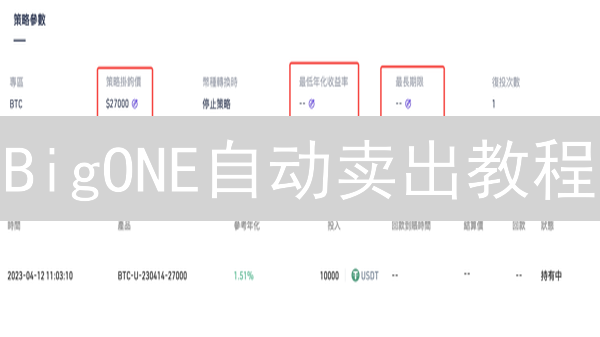 BigONE自动卖出教程：如何轻松锁定利润？风险高不高？